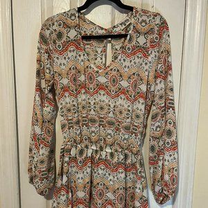 Show Me Your Mumu Long Sleeve Printed Mini Dress Size M